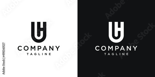 Creative Letter UH Monogram Logo Design Icon Template White and Black Background