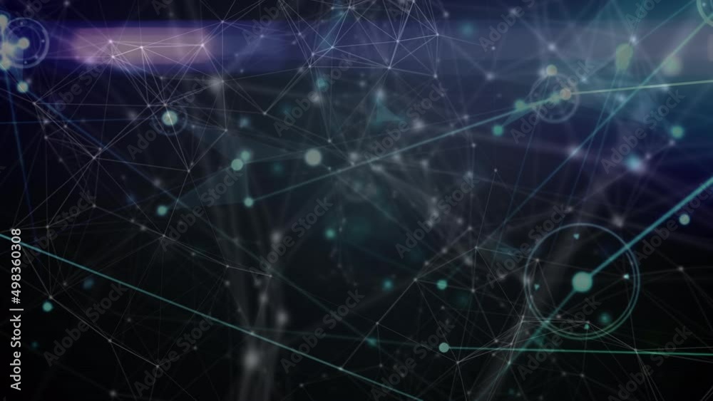 Animation of network of connections with icons on blue background Animation of network of connections with icons on blue background