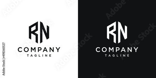Creative Letter RN Monogram Logo Design Icon Template White and Black Background