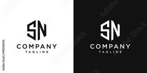 Creative Letter SN Monogram Logo Design Icon Template White and Black Background