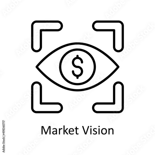 Market Vision vector outline icon for web isolated on white background EPS 10 file