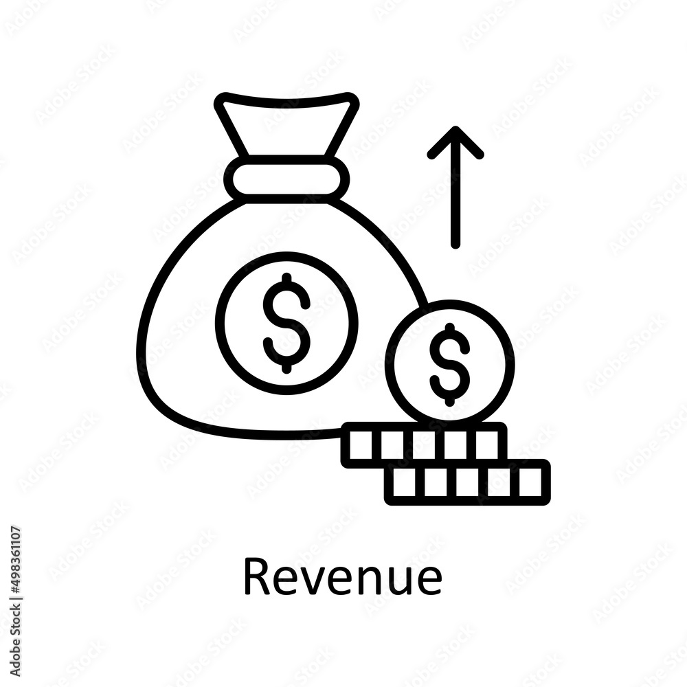 Revenue vector outline icon for web isolated on white background EPS 10 file Revenue vector outline icon for web isolated on white background EPS 10 file