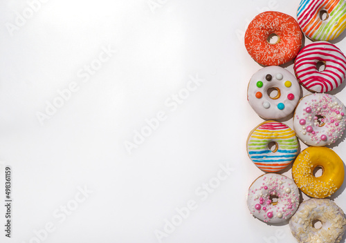 Tasty donuts isolated on white background.