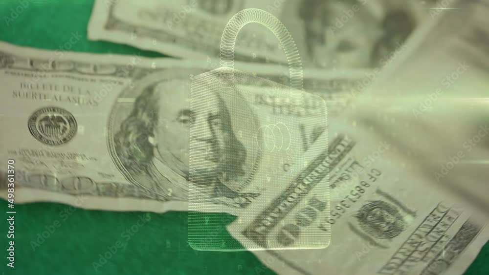 Animation of padlock over banknote Animation of padlock over banknote