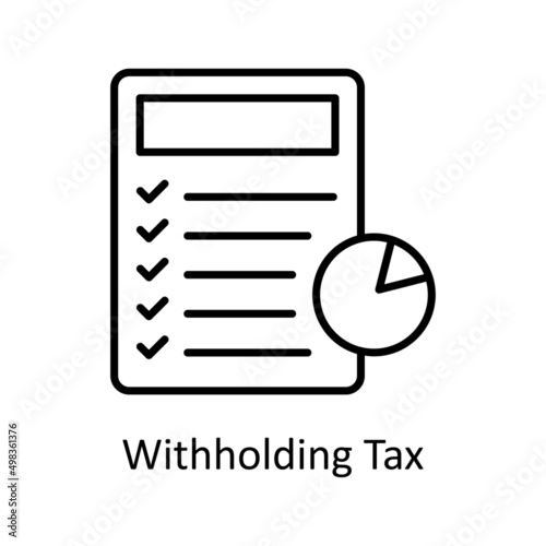 Withholding Tax vector outline icon for web isolated on white background EPS 10 file