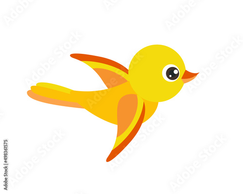 Cute bird flying. Simple flat icon. Vector illustration.