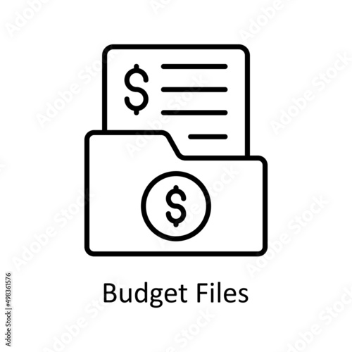 Budget Files vector outline icon for web isolated on white background EPS 10 file