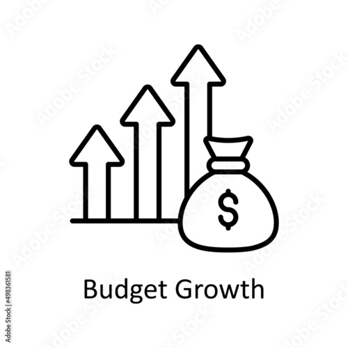 Budget Growth vector outline icon for web isolated on white background EPS 10 file