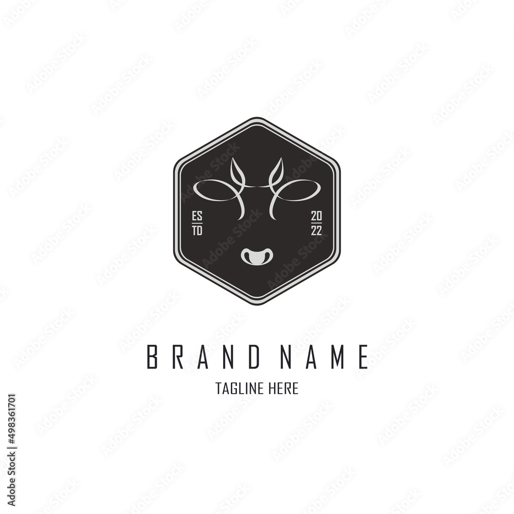 cow head logo template design for brand or company and other Stock