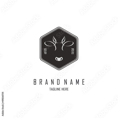 cow head logo template design for brand or company and other