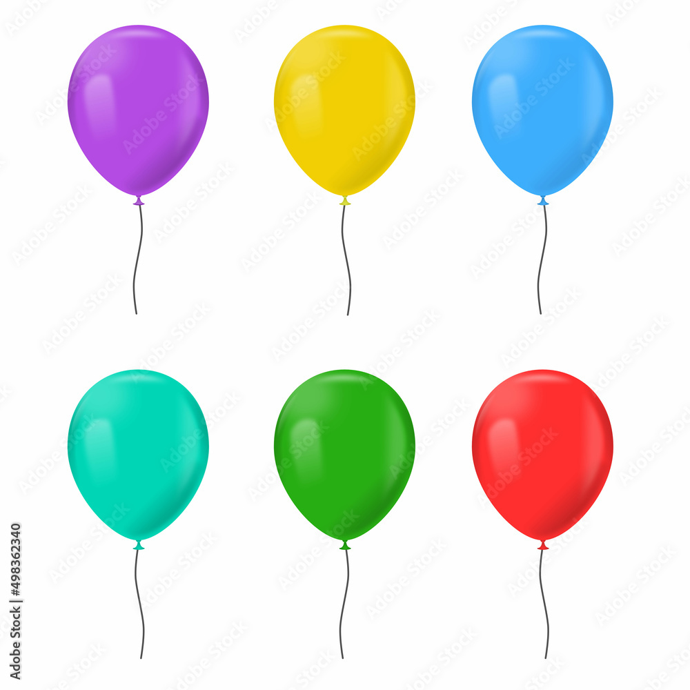 Colors balloons on white background. Vector set.