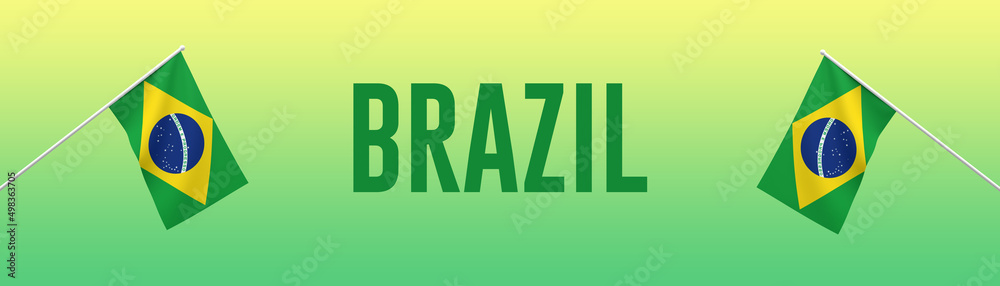 Obraz premium 3d illustration. A beautiful view of Brazil flag on a gradient background.