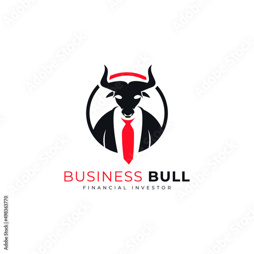 business bull logo design mascot for finance corporate business company