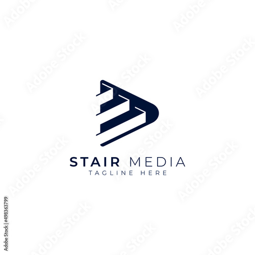stairs media logo design concept success steps logo  for corporate business company