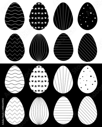 Vector Easter pattern with Easter egg drawings. Easter egg. Ornament easter eggs set. vector illustration.