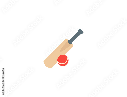 Cricket Game vector flat emoticon. Isolated Cricket Bat and Ball illustration. Cricket Game icon