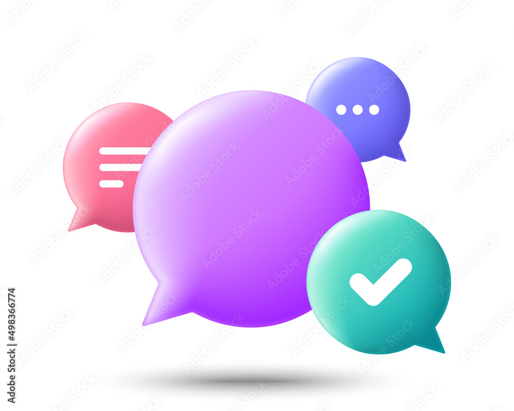 3d speech bubbles for text chat message. Social media chatting concept. 3d render chat label. Round dialogue speech bubbles banner. Blank text tag shape, think bubble. Quiz answer design. Vector 3d speech bubbles for text chat message. Social media chatting concept. 3d render chat label. Round dialogue speech bubbles banner. Blank text tag shape, think bubble. Quiz answer design. Vector