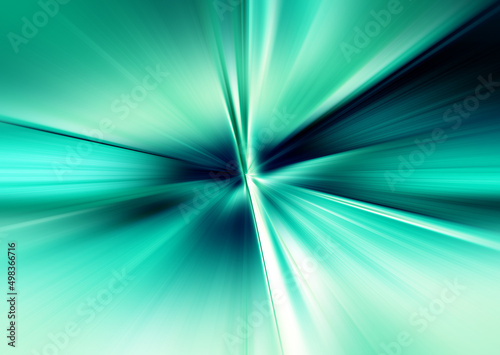 Abstract radial zoom blur surface in turquoise and blue colors. Delicate turquoise background with radial, radiating, converging lines. 