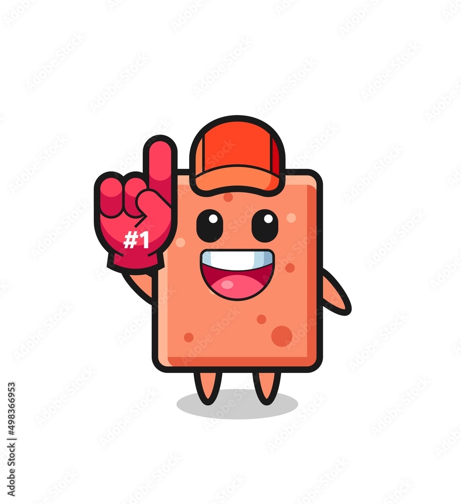 brick illustration cartoon with number 1 fans glove brick illustration cartoon with number 1 fans glove