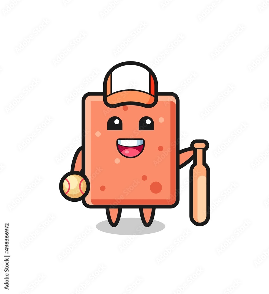 Cartoon character of brick as a baseball player Cartoon character of brick as a baseball player