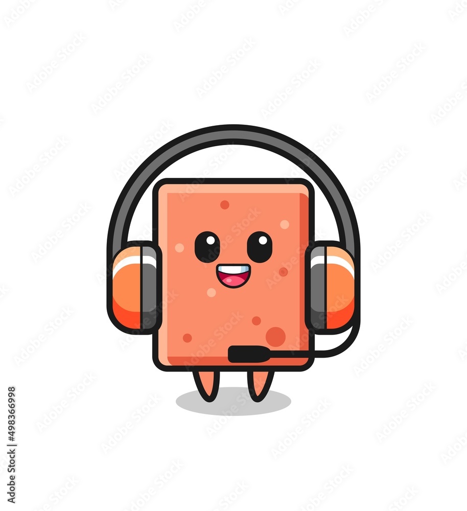 Cartoon mascot of brick as a customer service Cartoon mascot of brick as a customer service