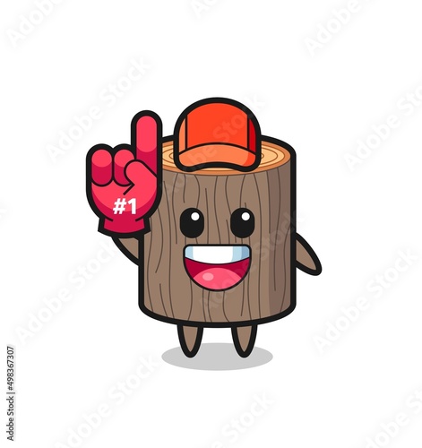 tree stump illustration cartoon with number 1 fans glove