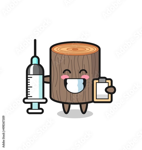 Mascot Illustration of tree stump as a doctor