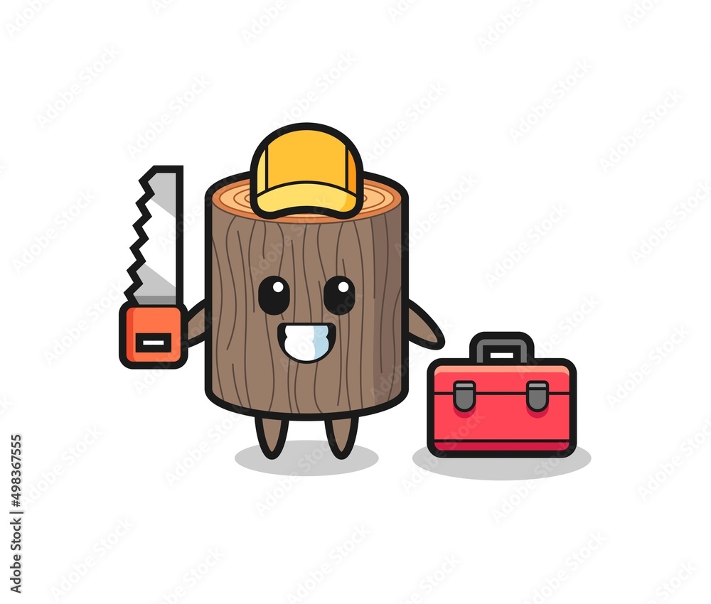 Illustration of tree stump character as a woodworker Illustration of tree stump character as a woodworker
