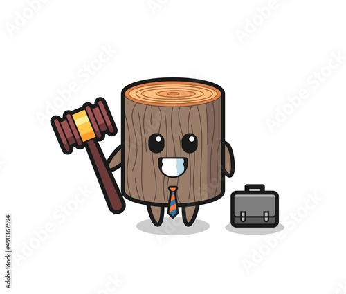 Illustration of tree stump mascot as a lawyer
