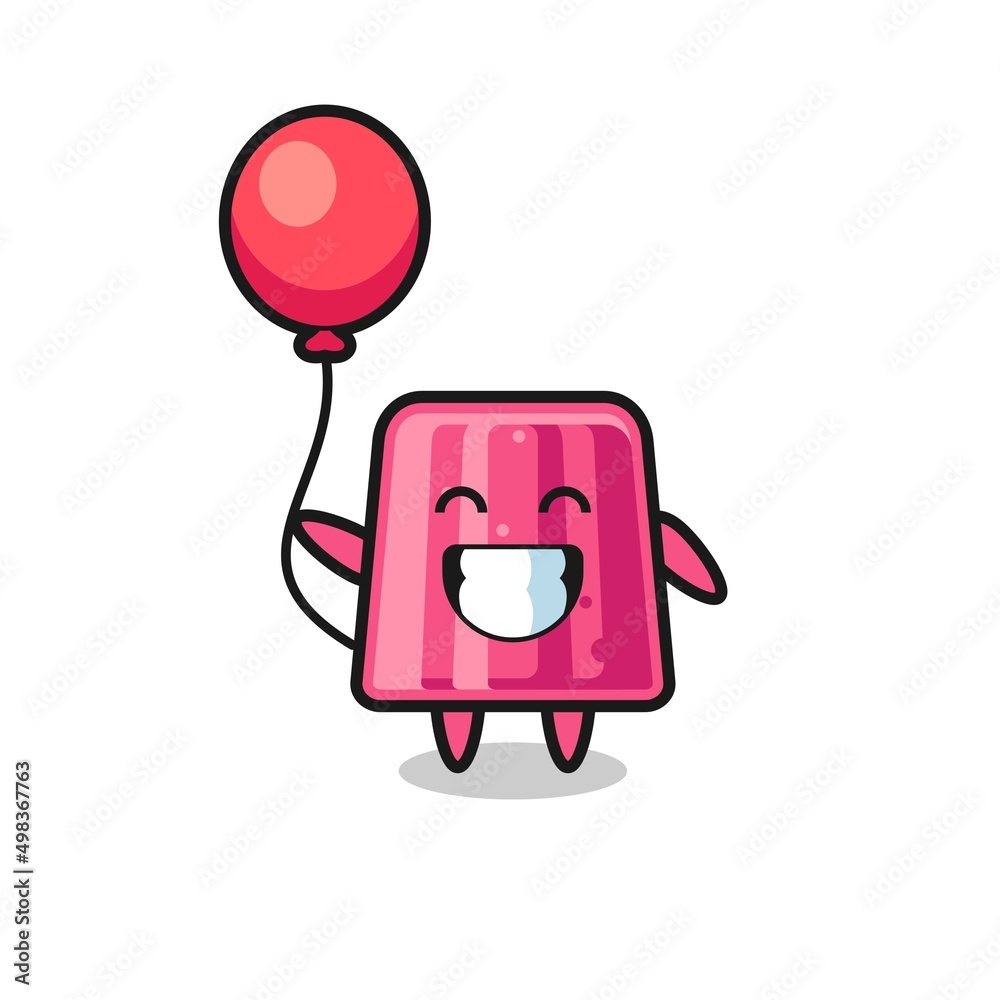 jelly mascot illustration is playing balloon