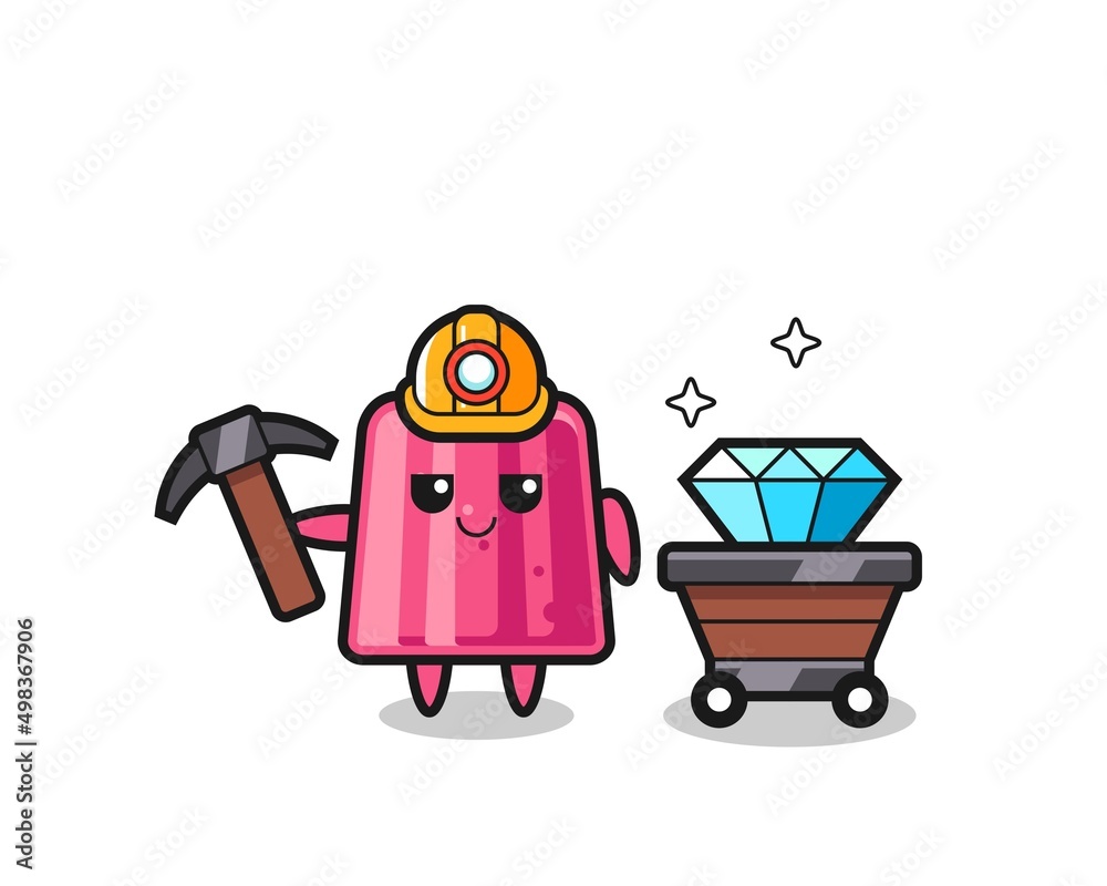 Character Illustration of jelly as a miner Character Illustration of jelly as a miner