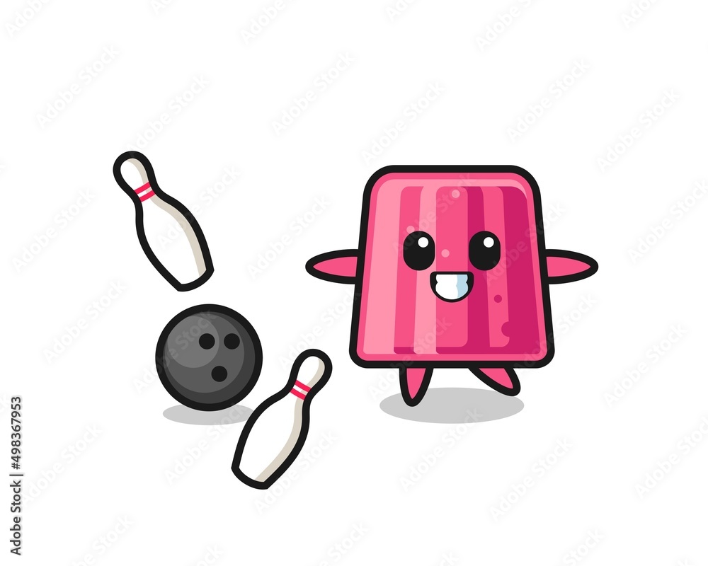 Fototapeta premium Character cartoon of jelly is playing bowling