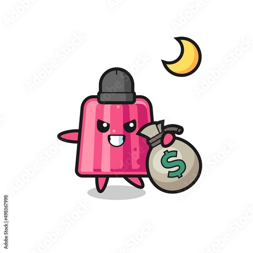 Illustration of jelly cartoon is stolen the money