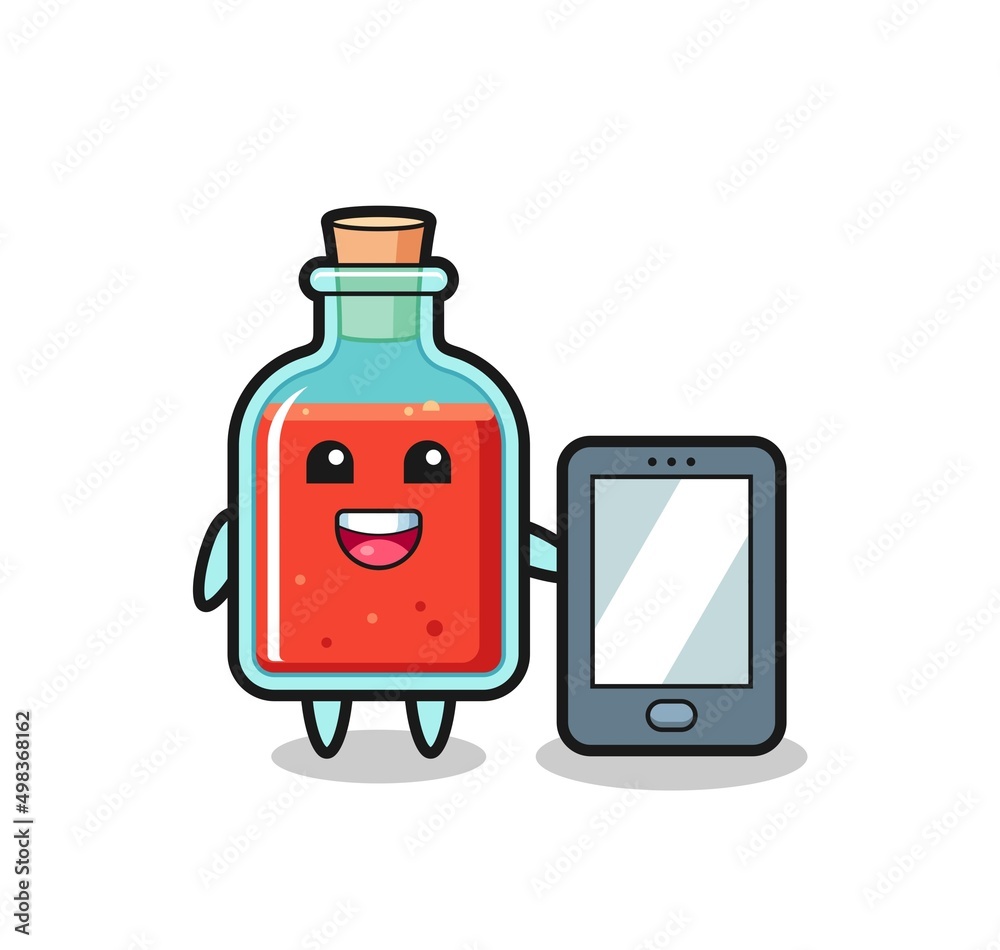 square poison bottle illustration cartoon holding a smartphone square poison bottle illustration cartoon holding a smartphone