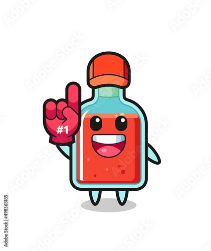 square poison bottle illustration cartoon with number 1 fans glove