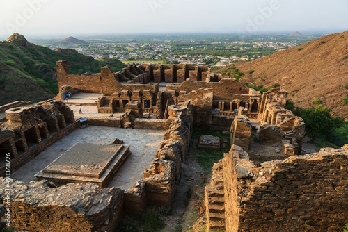 Panoramic view of Mardan Takht-i-Bahi Throne of the Water Spring View of the Buddhist Monastery at sunset. Pakistan photo