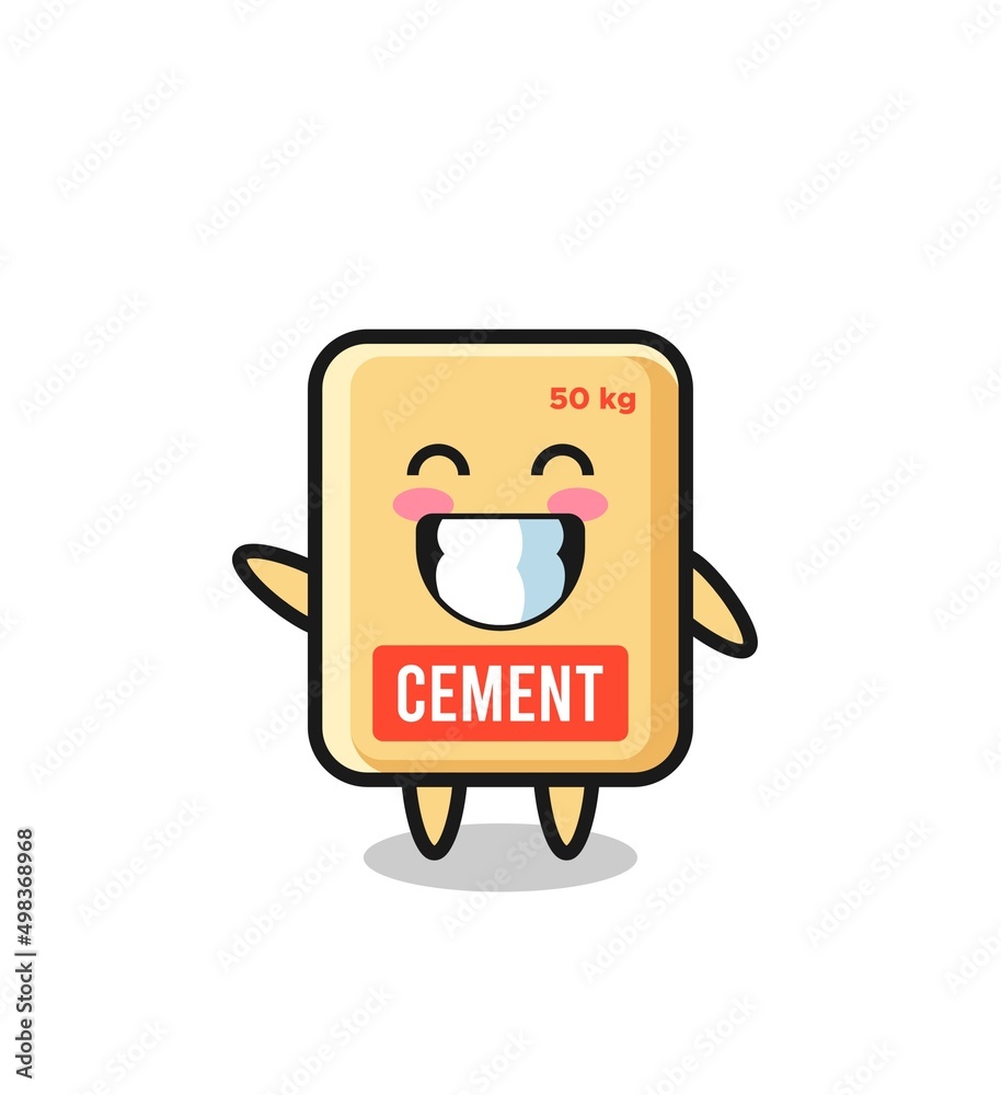 cement sack cartoon character doing wave hand gesture cement sack cartoon character doing wave hand gesture