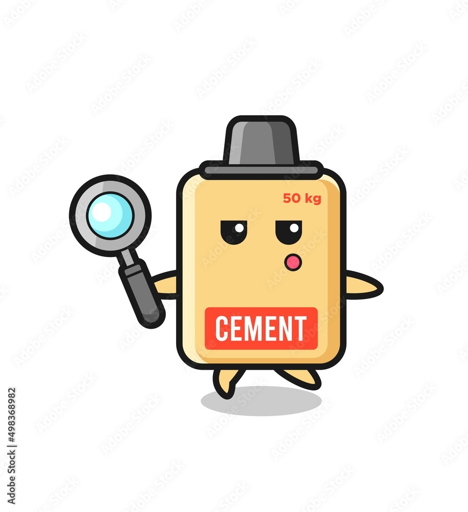 cement sack cartoon character searching with a magnifying glass cement sack cartoon character searching with a magnifying glass