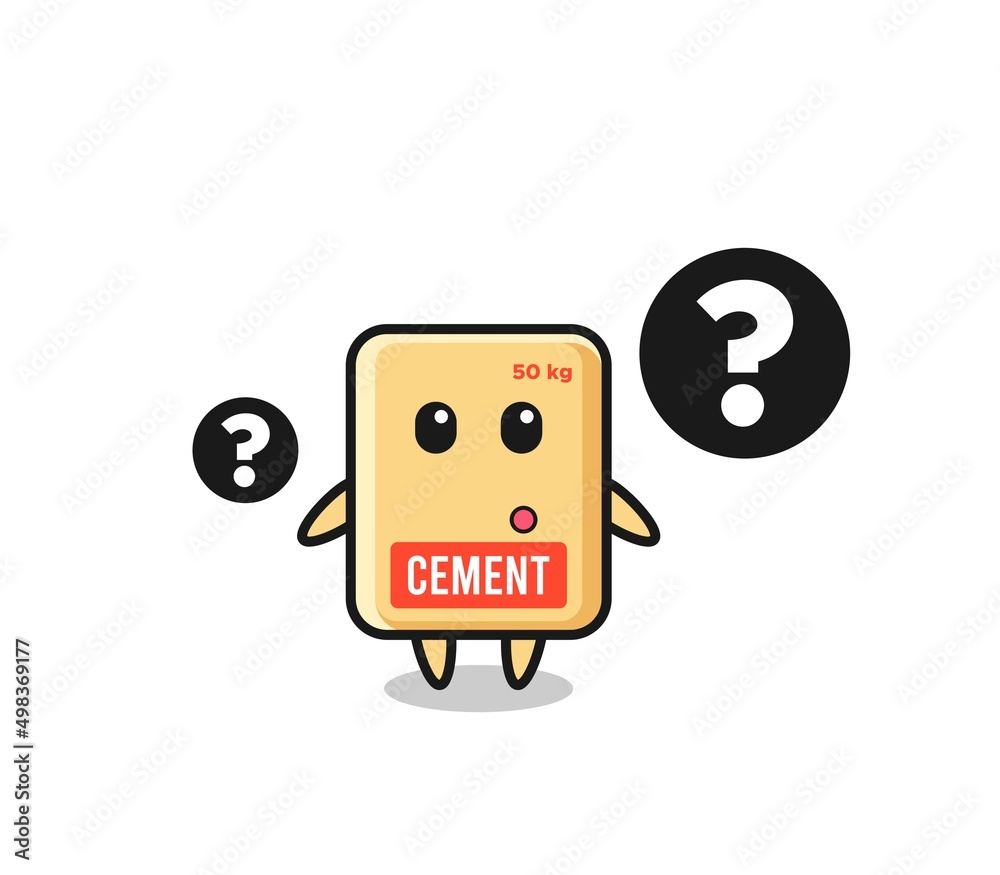Cartoon Illustration of cement sack with the question mark Cartoon Illustration of cement sack with the question mark