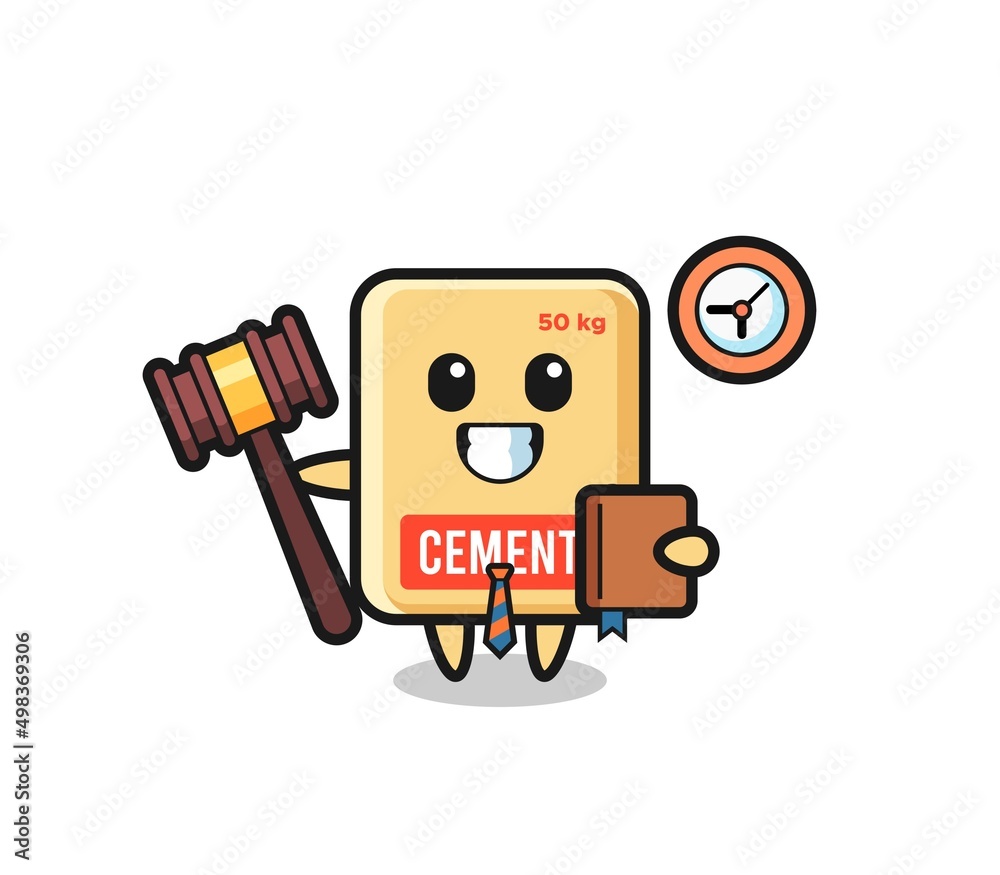 Fototapeta premium Mascot cartoon of cement sack as a judge