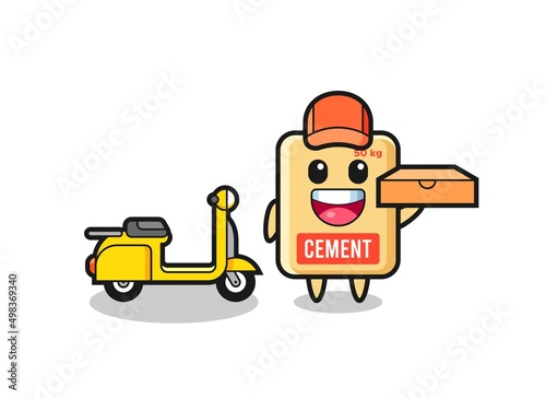 Character Illustration of cement sack as a pizza deliveryman