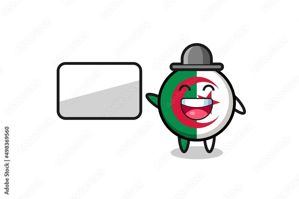 algeria flag cartoon illustration doing a presentation