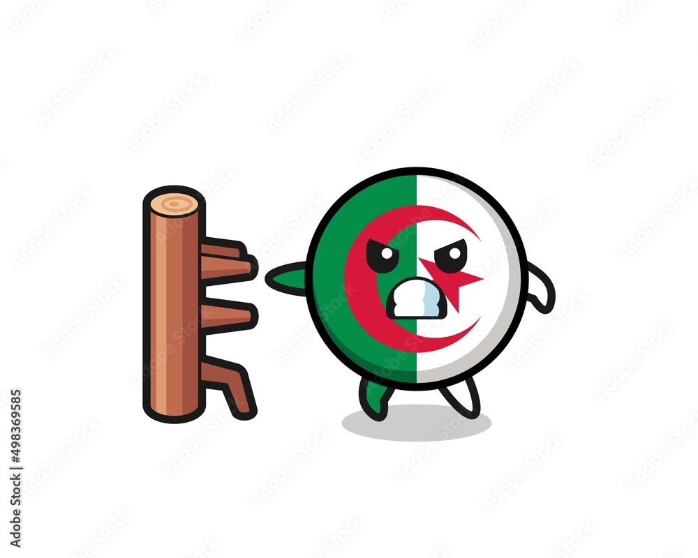 Fototapeta premium algeria flag cartoon illustration as a karate fighter
