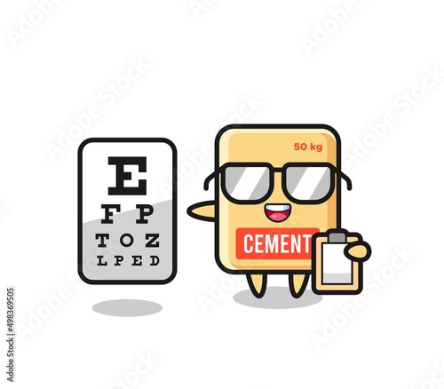 Illustration of cement sack mascot as an ophthalmology
