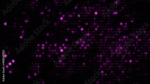 Abstract pink computer hex code full-frame background. Concept binary encryption technology algorithm screen animation for hud design and artificial intelligence machine learning design template.