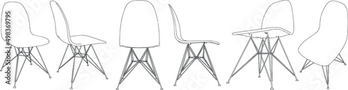 office chair, modern designer. Chair isolated on white background and various angles. series of furniture