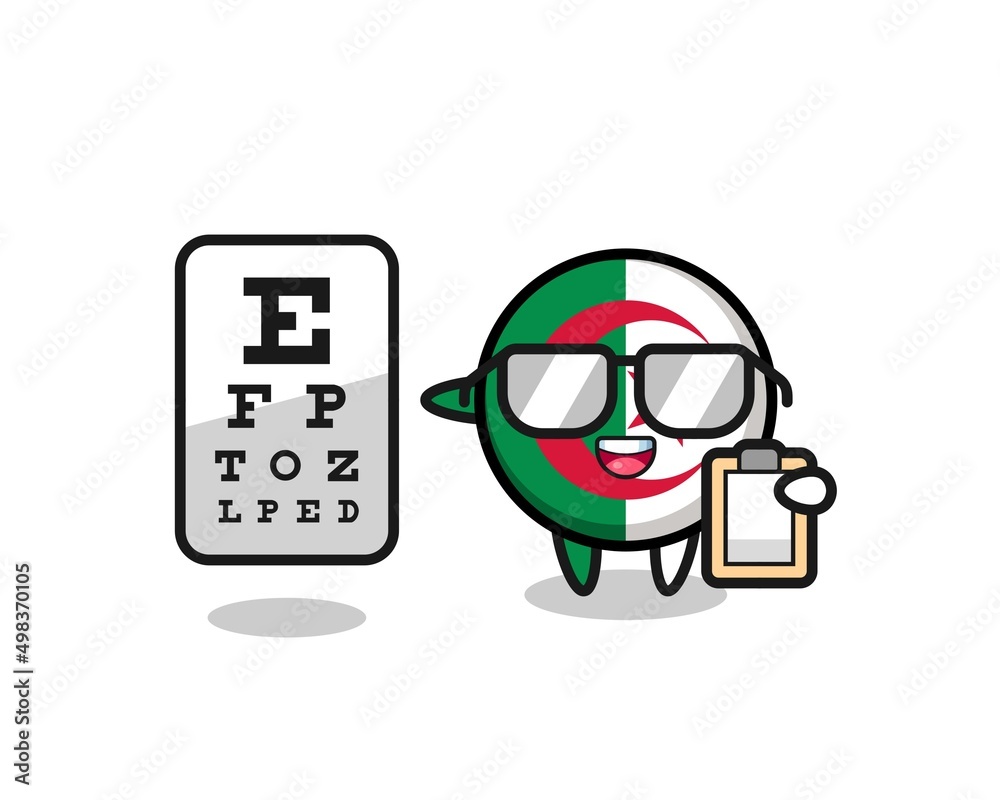 Illustration of algeria flag mascot as an ophthalmology