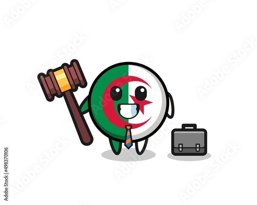 Illustration of algeria flag mascot as a lawyer