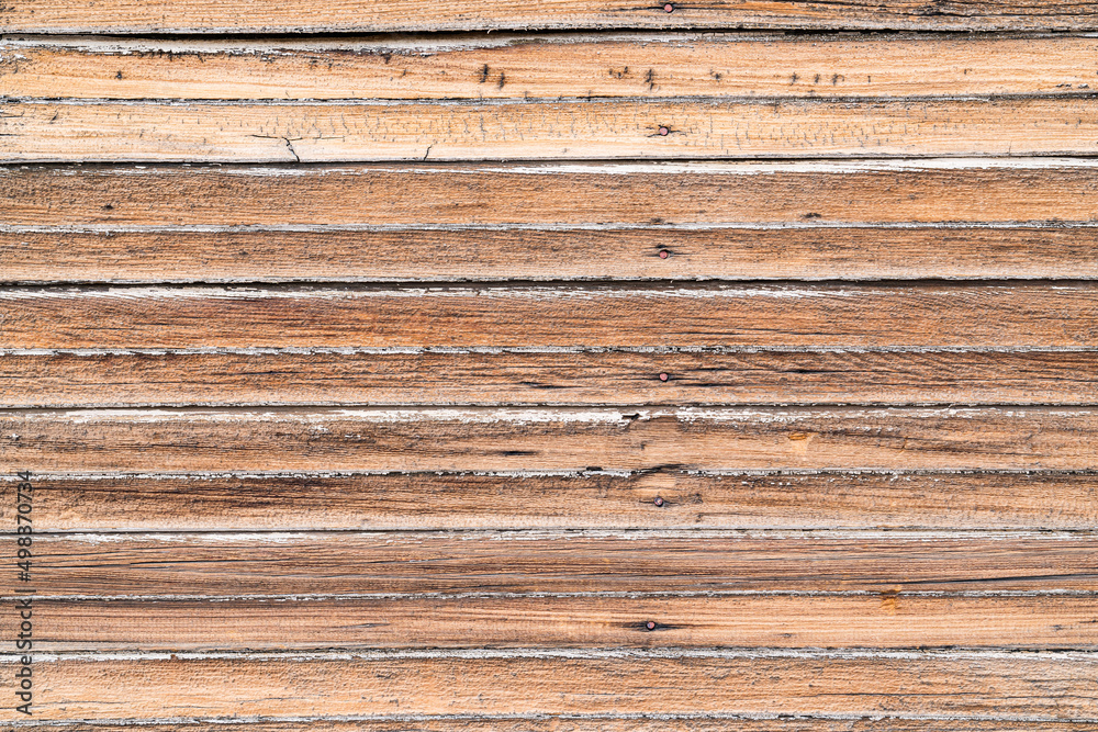 Obraz premium Old brown horizontal weather wood siding background