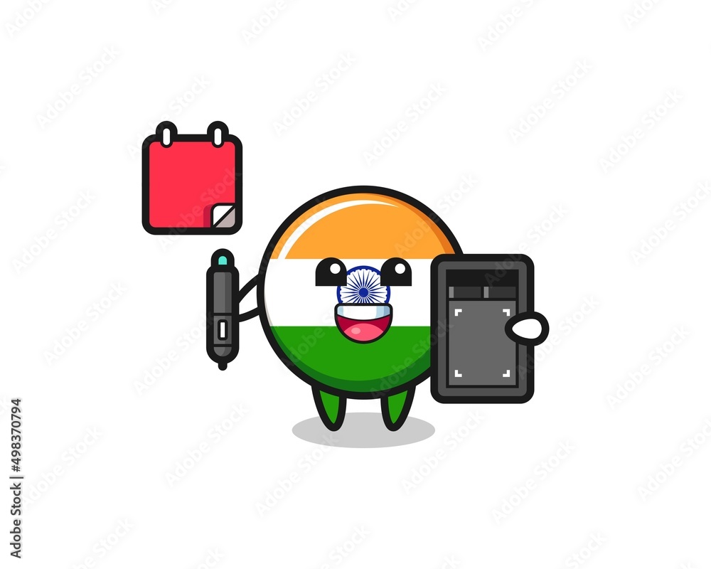 Illustration of india mascot as a graphic designer